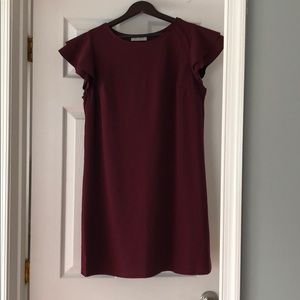Maroon dress with flutter sleeves